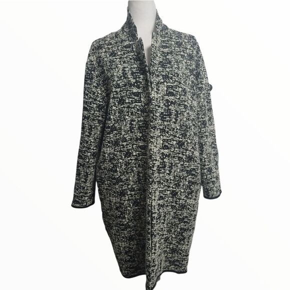 Philosophy black and white jacquard open front topper jacket large - Picture 5 of 14